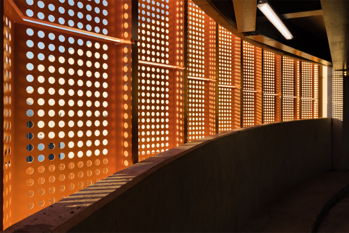 Application of perforated metal panels in corridors